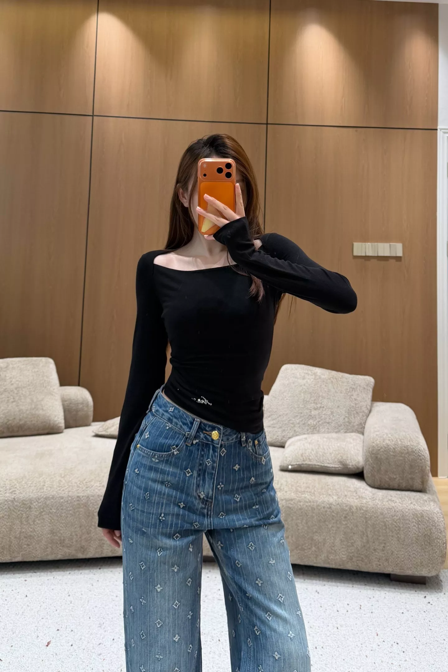 루이비통 자카드 와이드 레그 데님 팬츠 상세 이미지 37