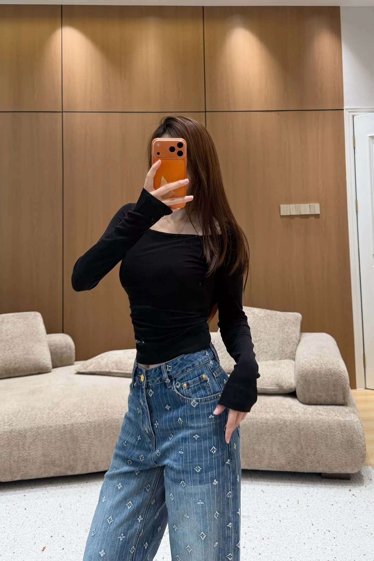 루이비통 자카드 와이드 레그 데님 팬츠 상세 이미지 34