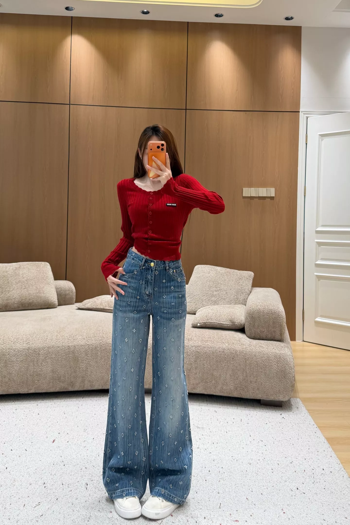 루이비통 자카드 와이드 레그 데님 팬츠 상세 이미지 24