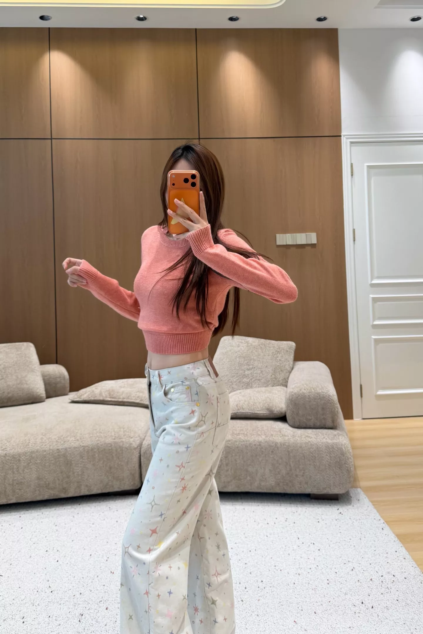 디올 컬러 스타 프린트 하이웨이스트 미세부츠컷 데님 팬츠 상세 이미지 18