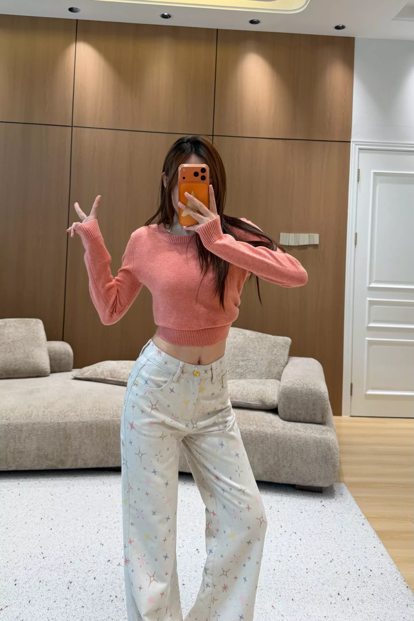 디올 컬러 스타 프린트 하이웨이스트 미세부츠컷 데님 팬츠 상세 이미지 19