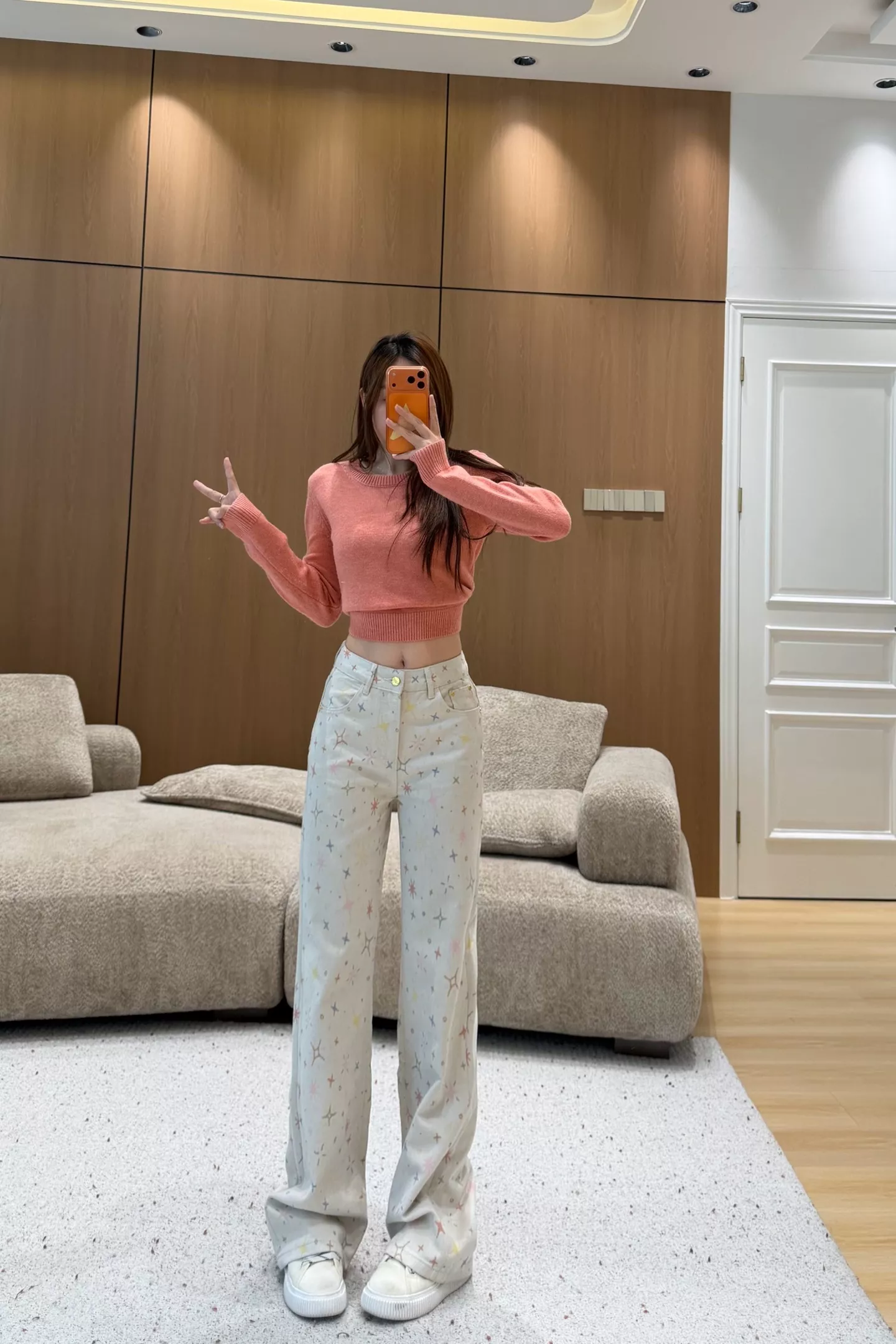 디올 컬러 스타 프린트 하이웨이스트 미세부츠컷 데님 팬츠 상세 이미지 11