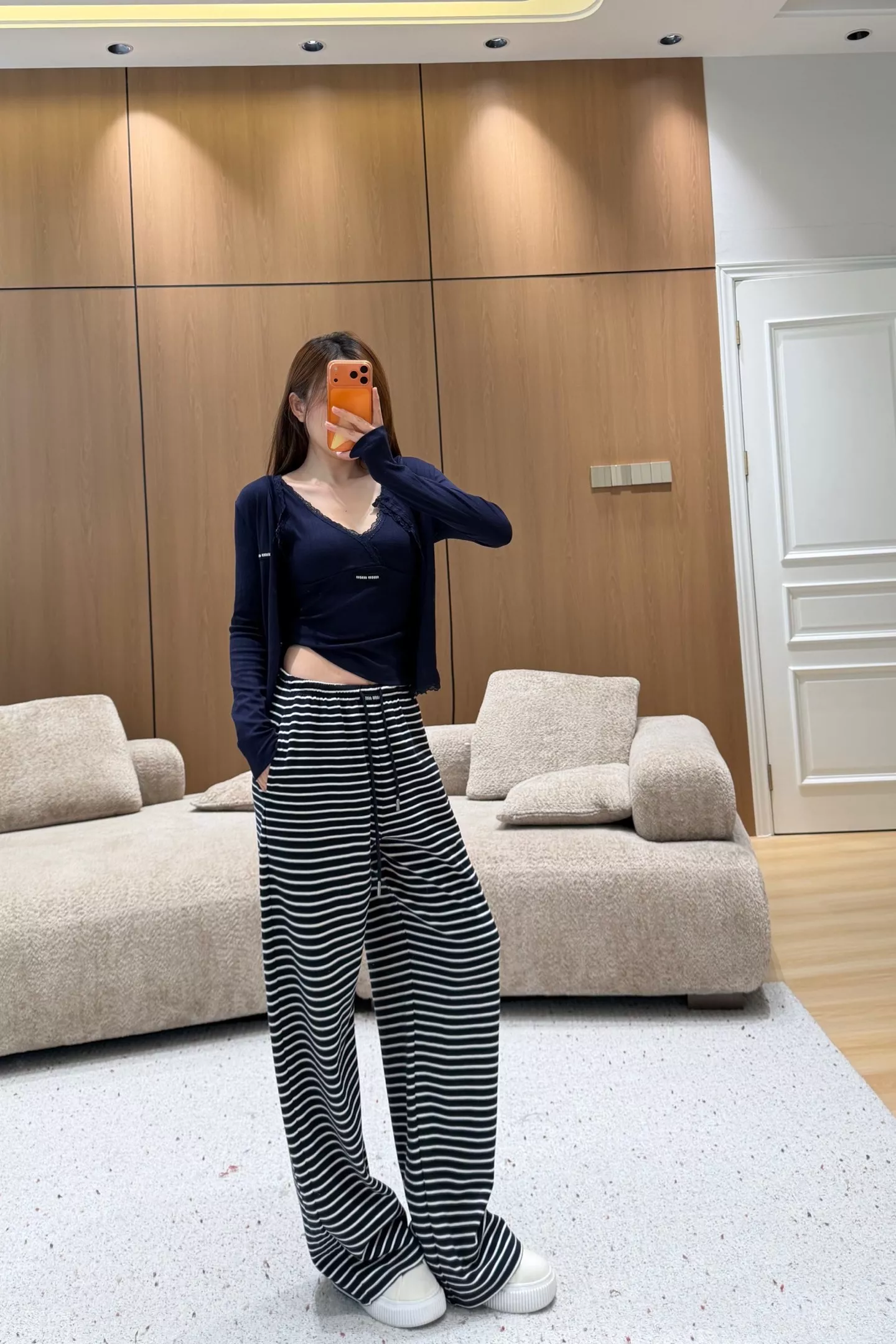 미우미우 스트라이프 와이드 팬츠 상세 이미지 19