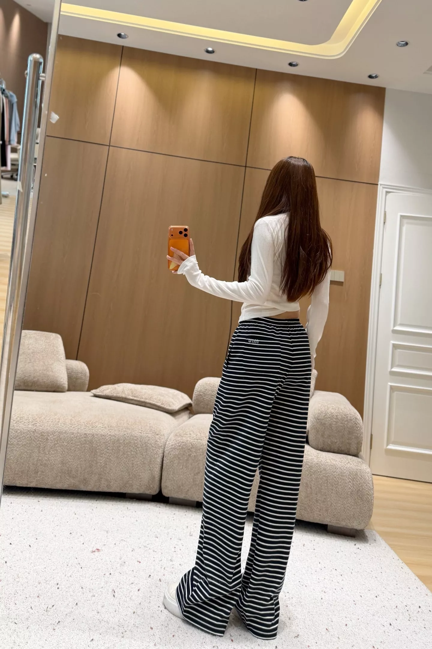 미우미우 스트라이프 와이드 팬츠 상세 이미지 18