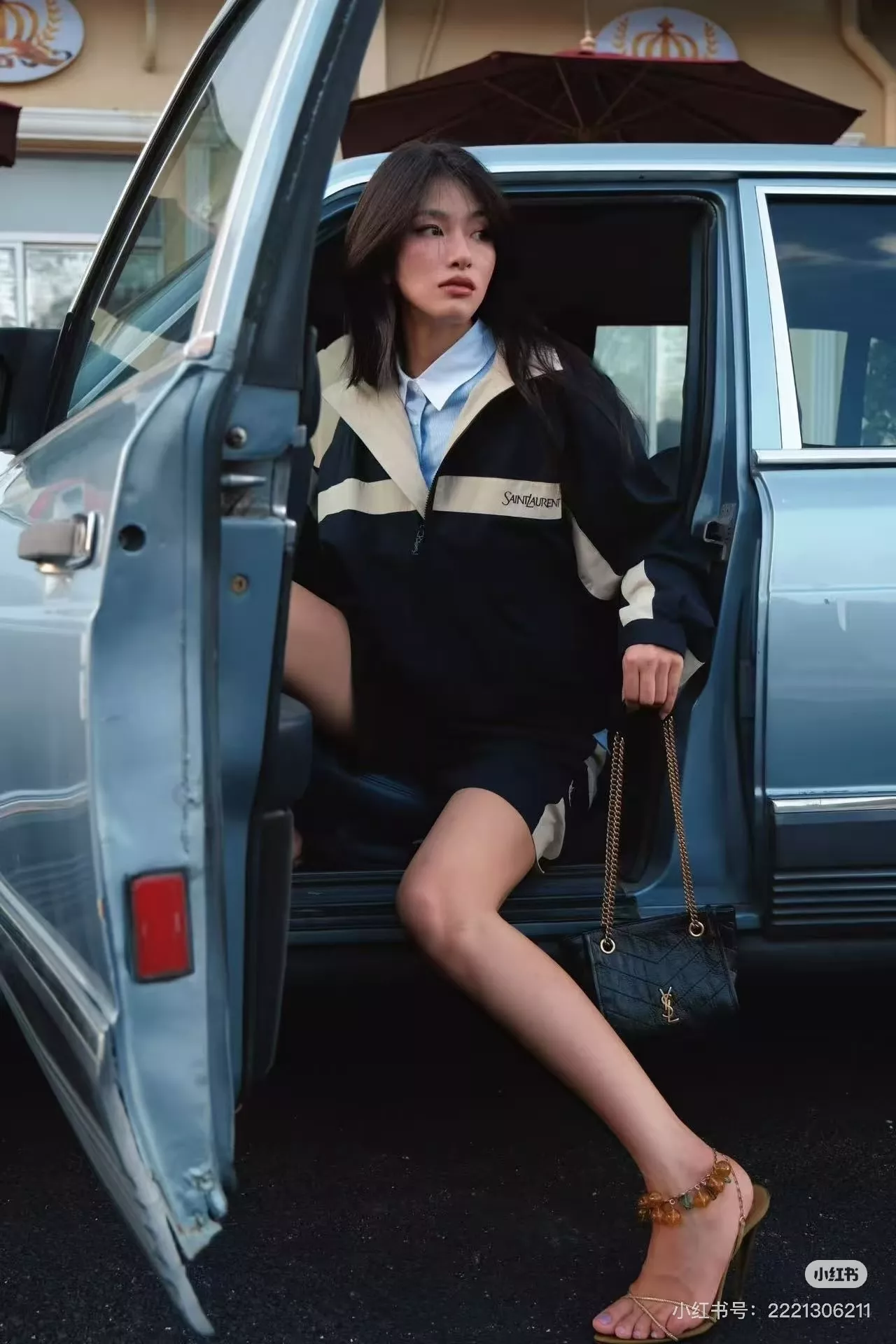 입생로랑 배색 스탠드칼라 반바지 상세 이미지 15