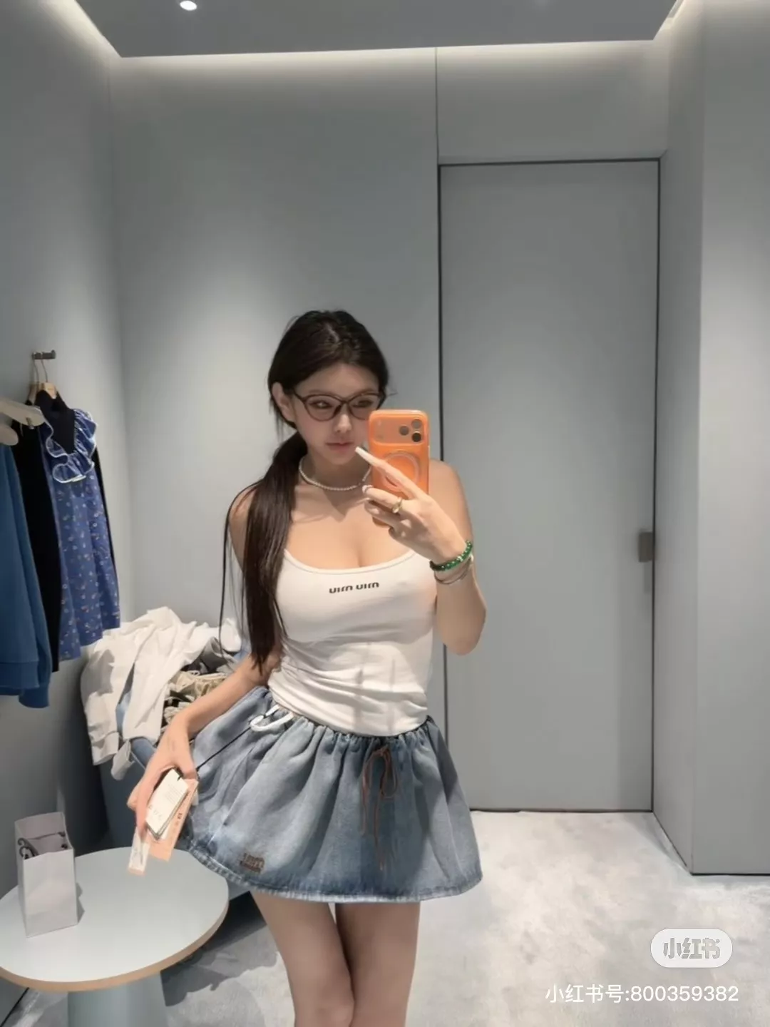 미우미우 워싱 데님 벌룬 스커트 상세 이미지 13