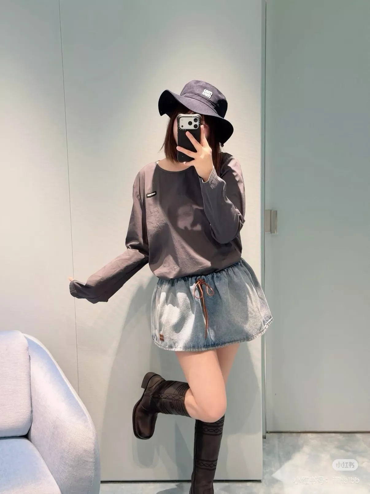 미우미우 워싱 데님 벌룬 스커트 상세 이미지 19