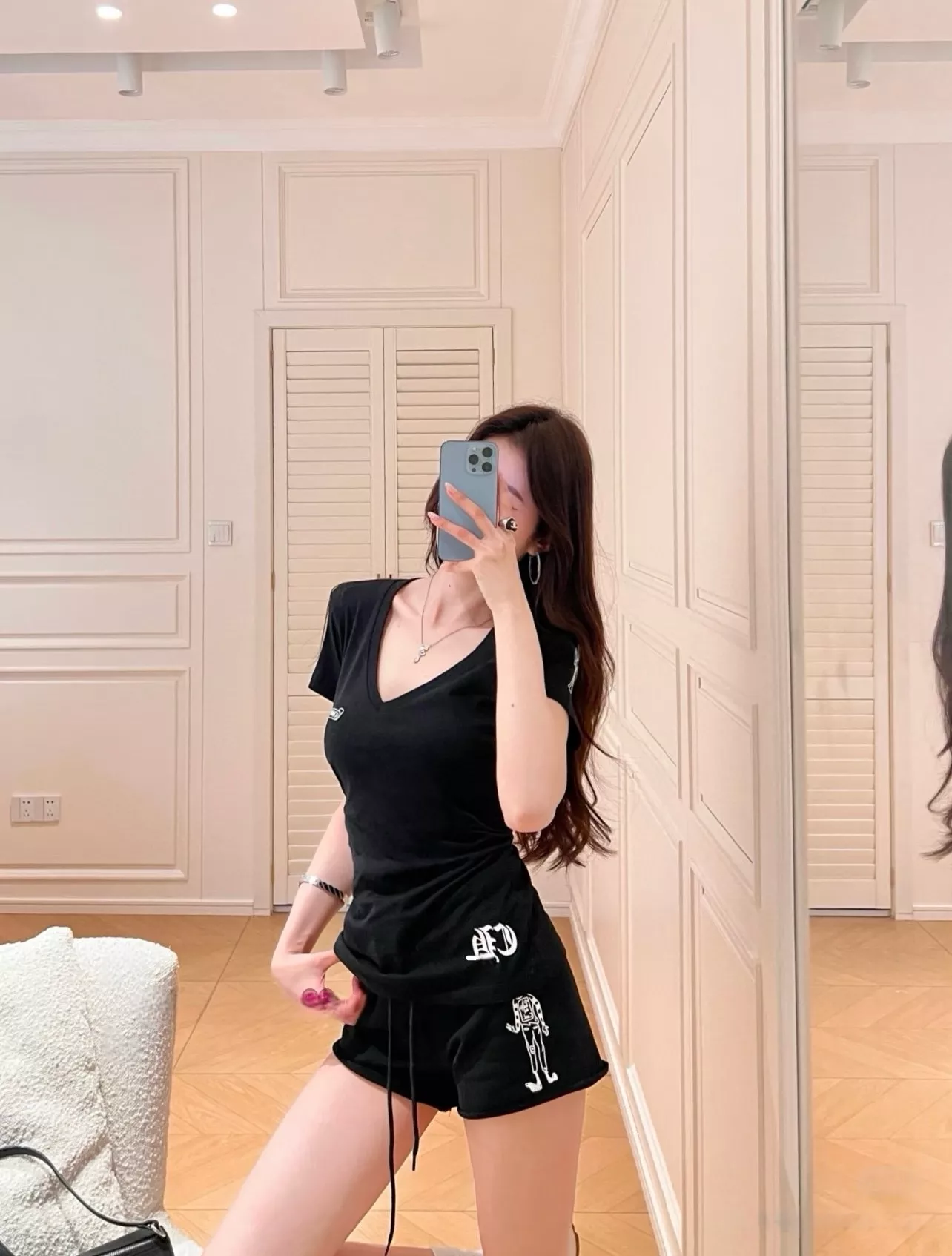 크롬하츠 자수 디테일 코튼 하프 팬츠 상세 이미지 87