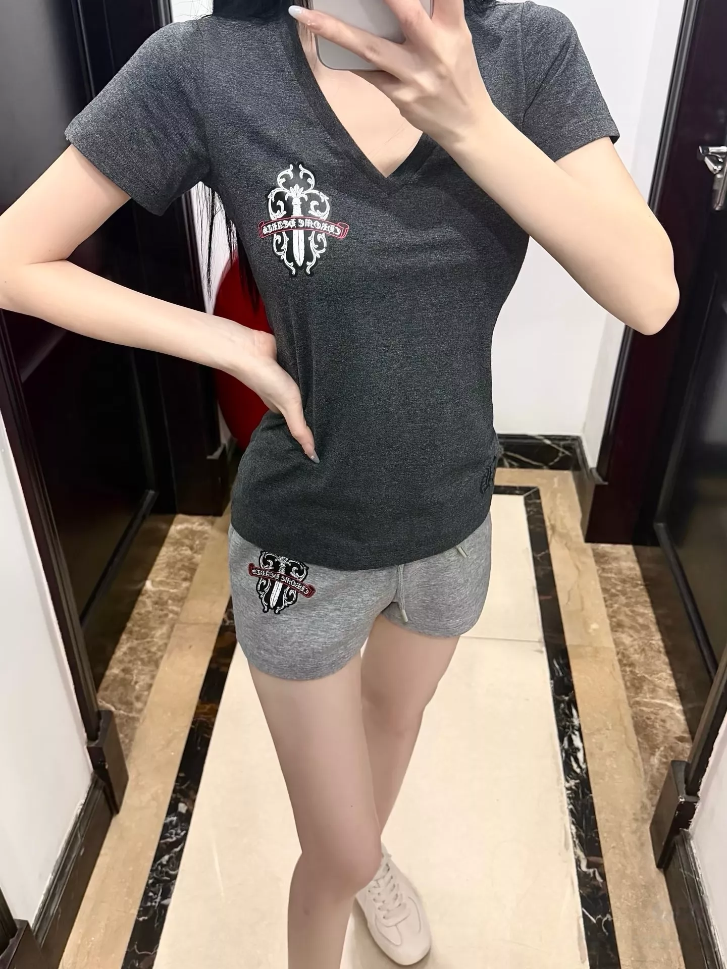 크롬하츠 자수 패치 코튼 하프 팬츠 상세 이미지 67