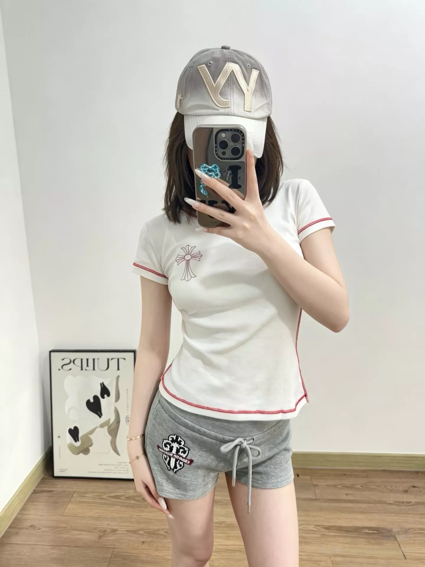 크롬하츠 자수 패치 코튼 하프 팬츠 상세 이미지 65