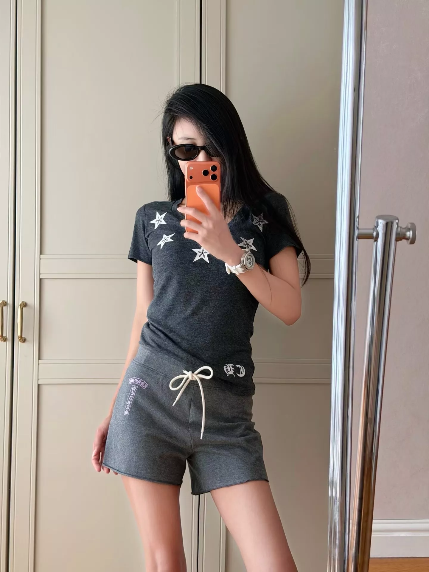 크롬하츠 자수 디테일 코튼 하프 팬츠 상세 이미지 45