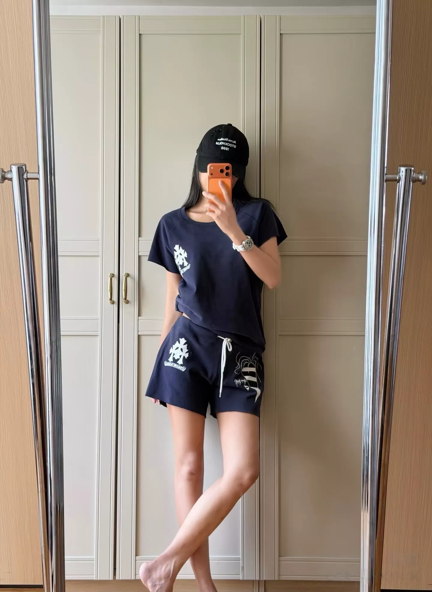 크롬하츠 자수 그래픽 코튼 하프 팬츠 상세 이미지 57