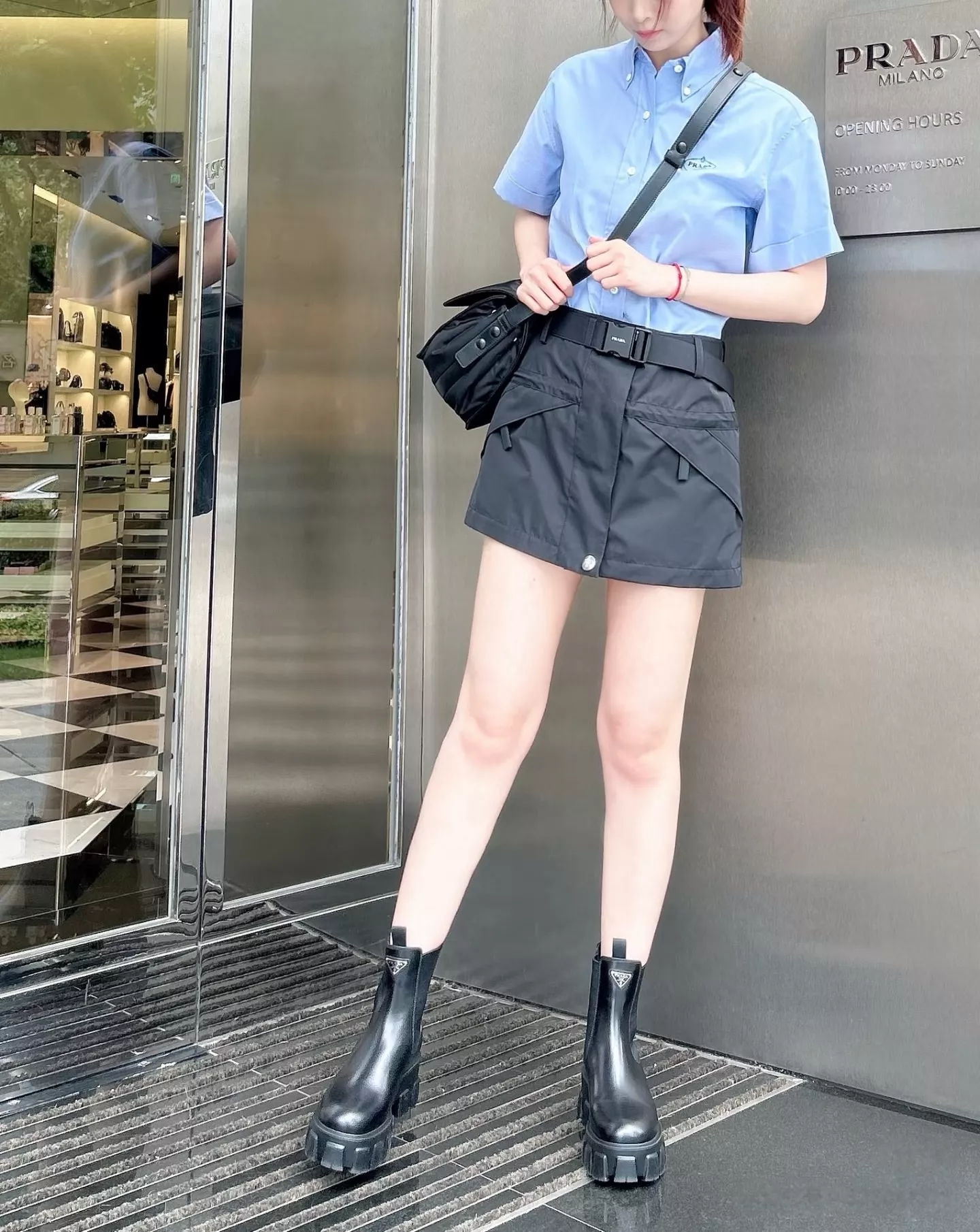 프라다 삼방 직조 미니 스커트 상세 이미지 64