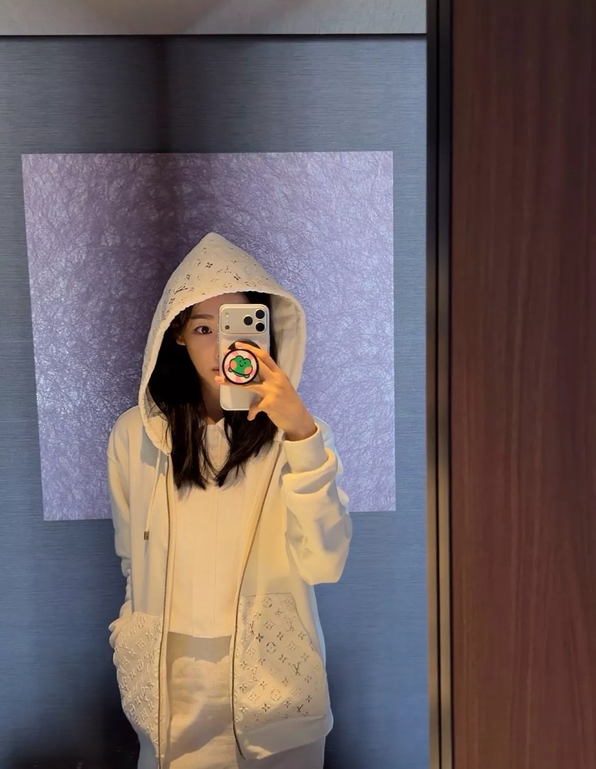 루이비통 자수 로고 배색 코튼 후드 재킷 상세 이미지 18