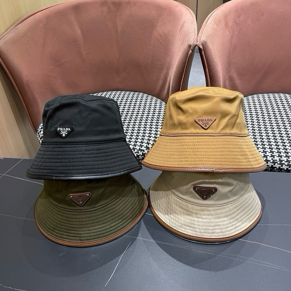 프라다 삼각 로고 캐주얼 버킷햇