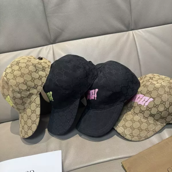 구찌 아트 레터 자수 캔버스 가죽 볼캡