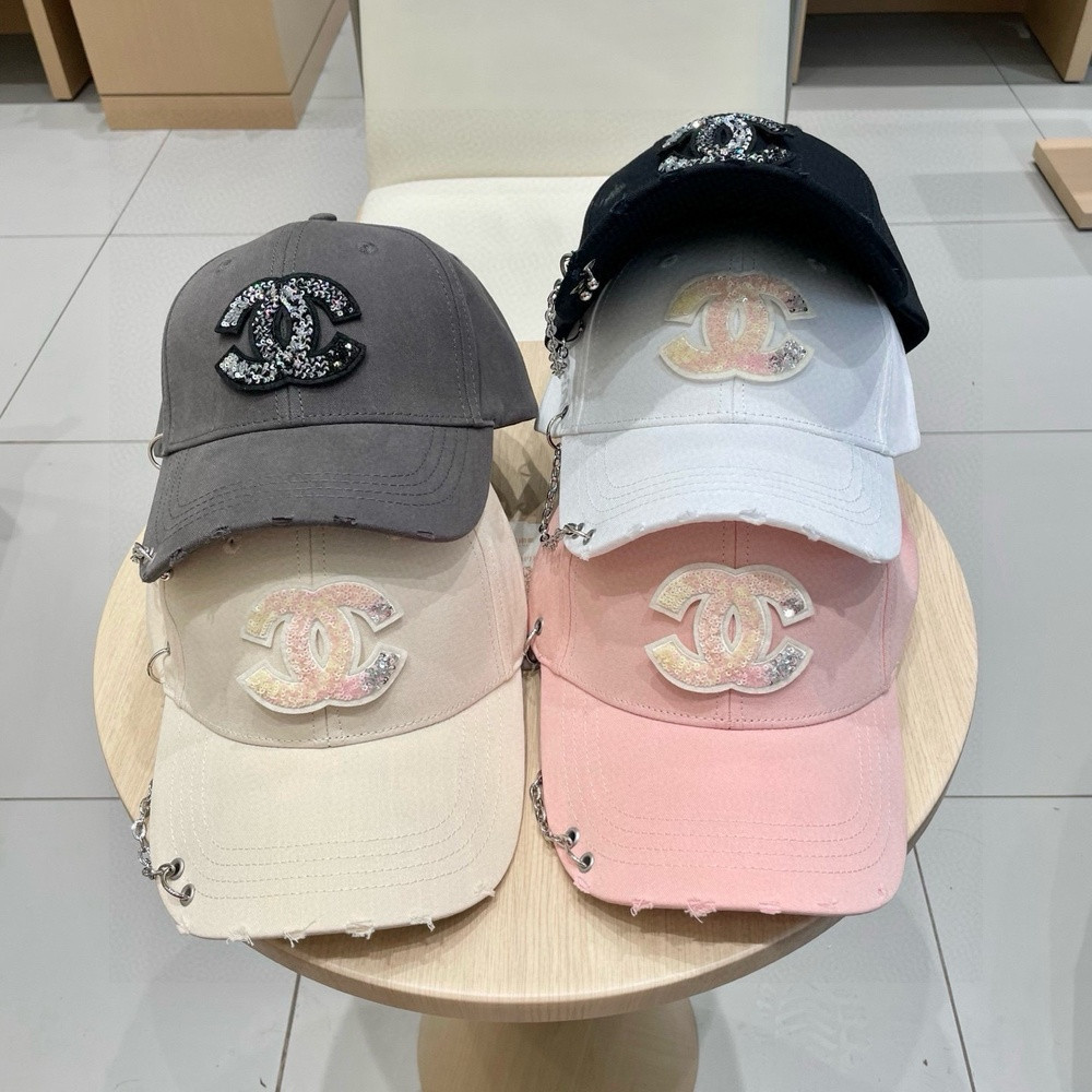 샤넬 체인 장식 빈티지 스타일 볼캡