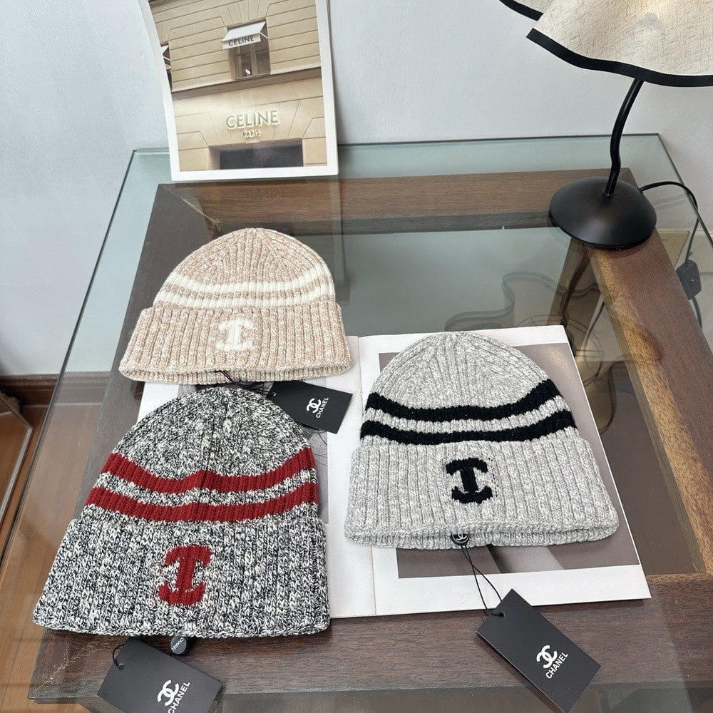샤넬 로고 니트 비니