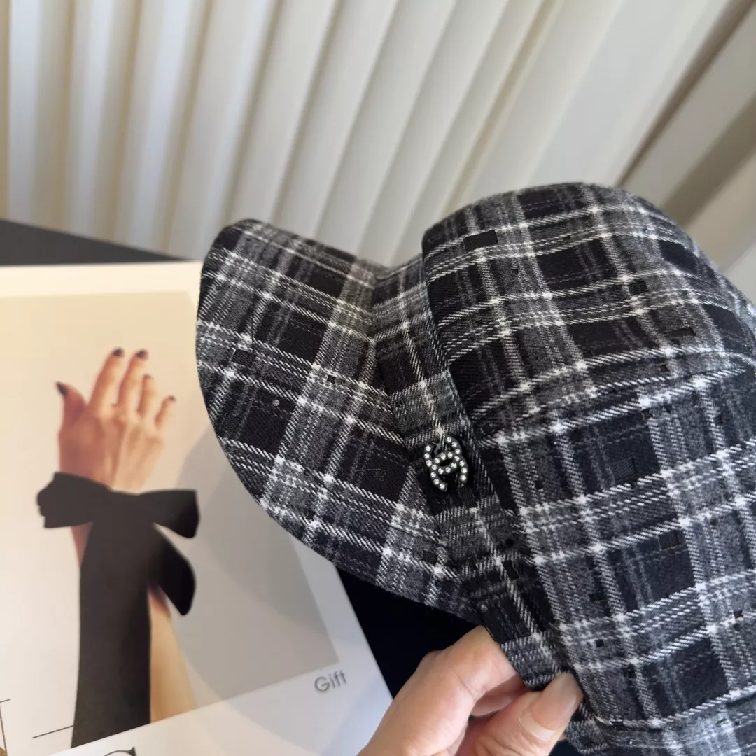 샤넬 체크 패턴 군모 상세 이미지 5