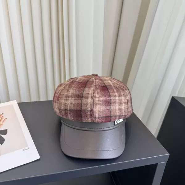 디올 체크 배색 군모 스타일 캡
