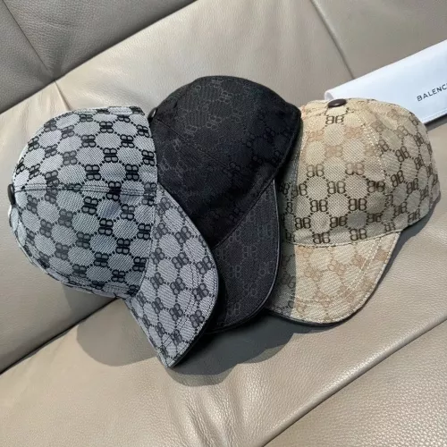 발렌시아가 캔버스 가죽 배색 로고 볼캡