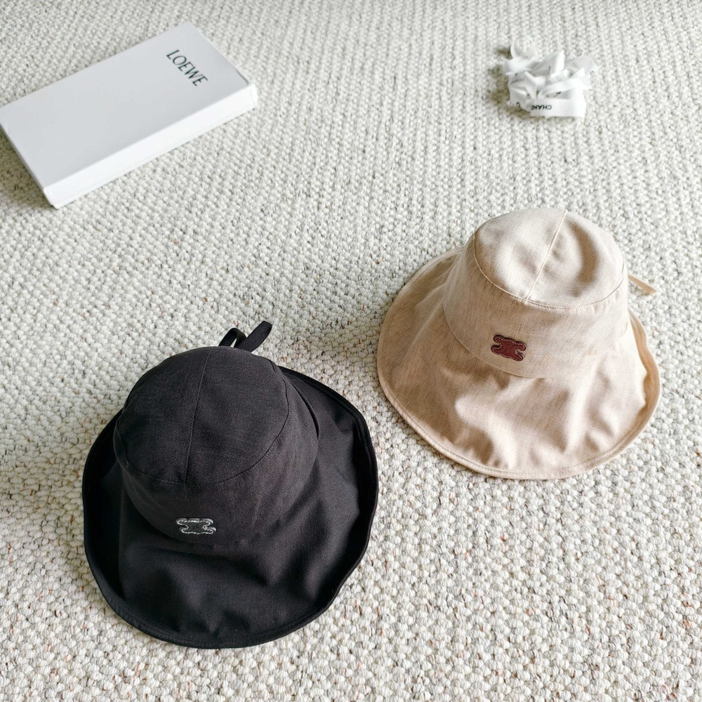 셀린느 코튼 린넨 심플 버킷햇