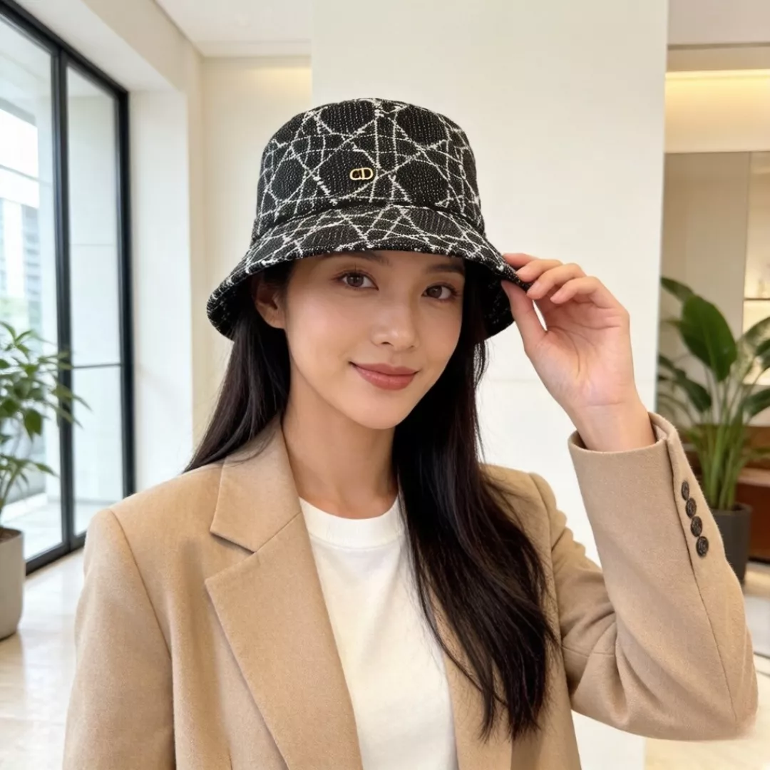 디올 로고 패턴 버킷햇 상세 이미지 2
