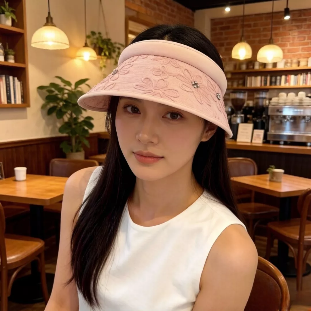 샤넬 로고 플라워 자수 오픈탑 썬캡 상세 이미지 20