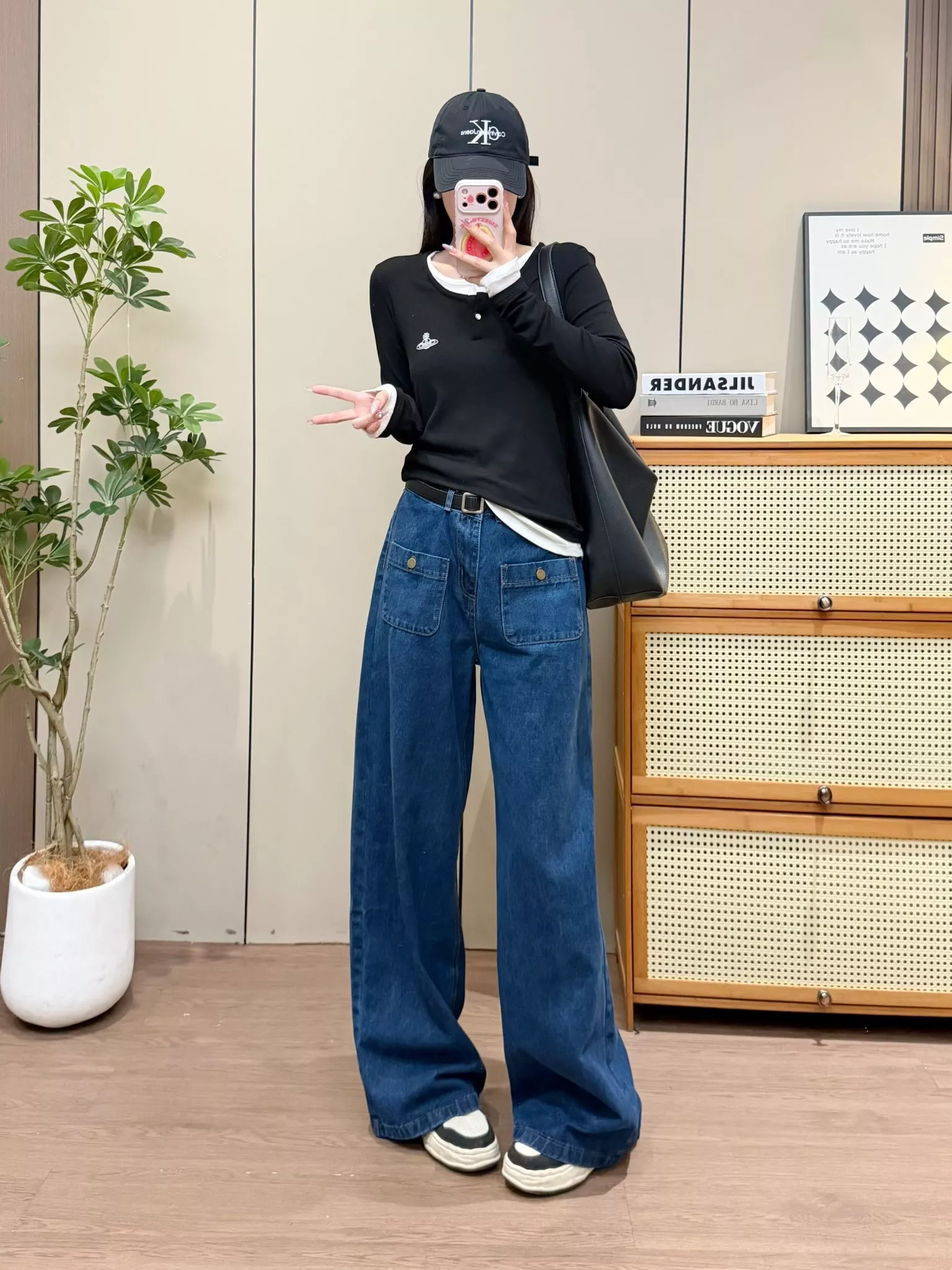 산드로 투포켓 하이웨이스트 와이드 데님 팬츠 상세 이미지 21
