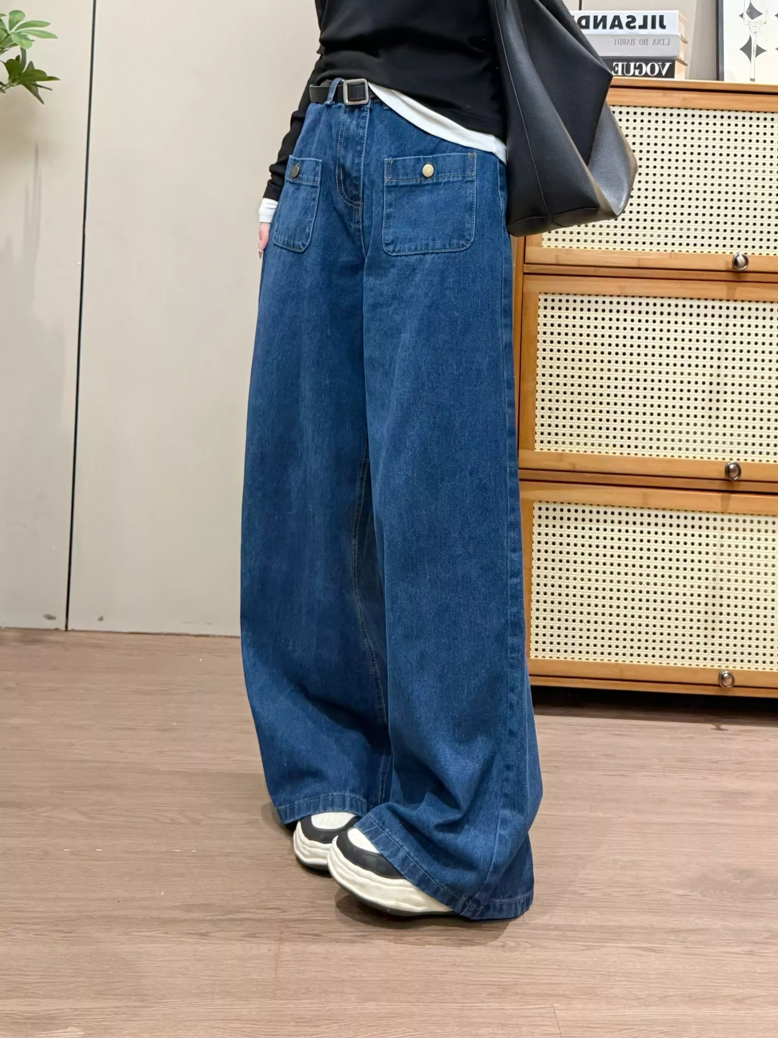 산드로 투포켓 하이웨이스트 와이드 데님 팬츠 상세 이미지 29