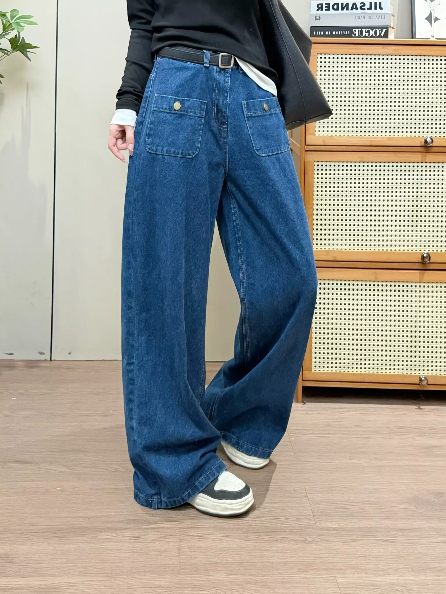 산드로 투포켓 하이웨이스트 와이드 데님 팬츠 상세 이미지 26