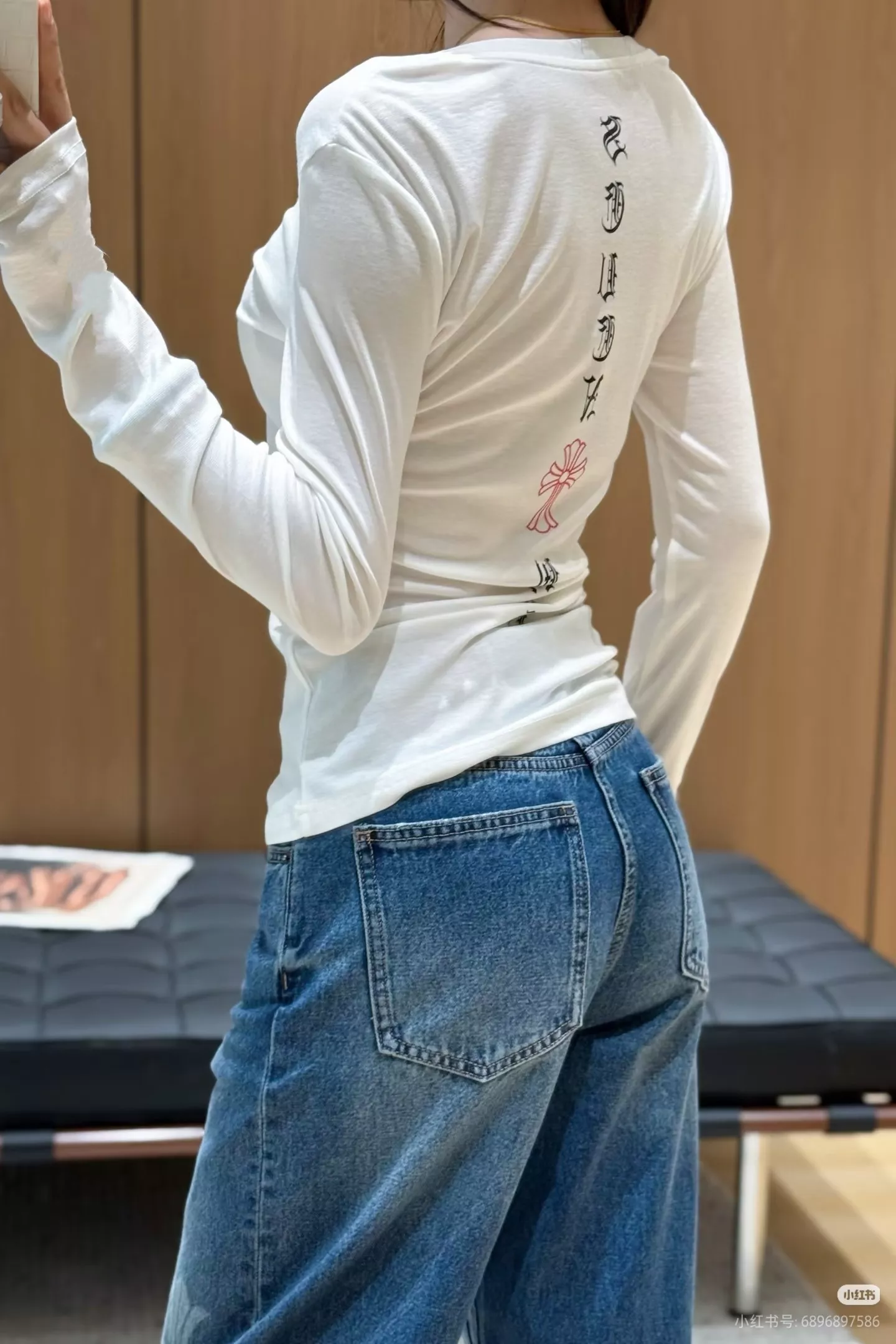 크롬하츠 브이넥 십자 프린트 긴소매 티셔츠 상세 이미지 33