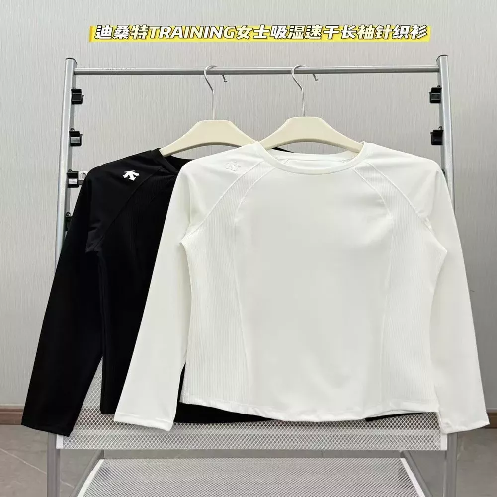 데상트 흡습속건 기모 긴소매 티셔츠