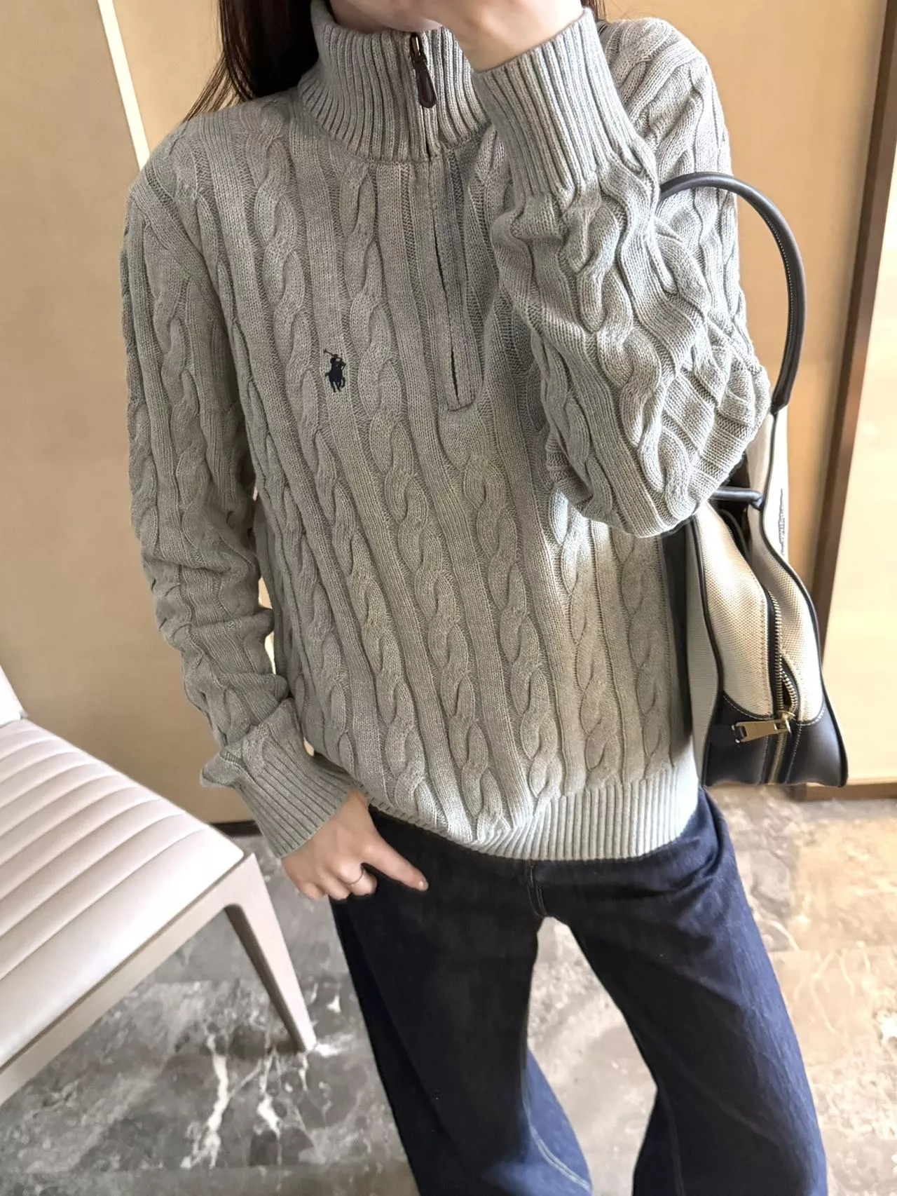 랄프로렌 케이블 반집업 니트 재킷 상세 이미지 81