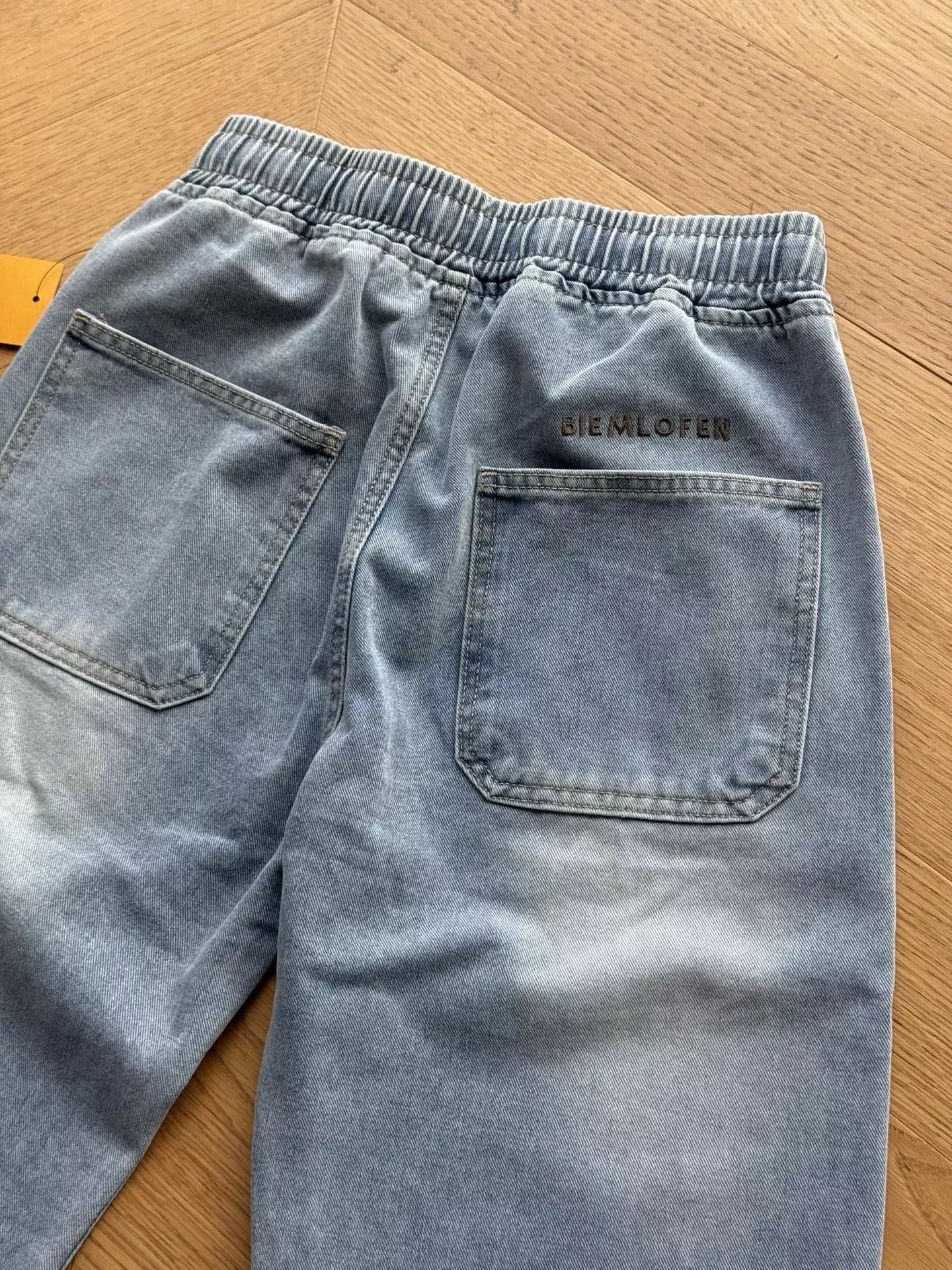 비음러펀 워싱 와이드 밴딩 커브드 데님 팬츠 상세 이미지 12