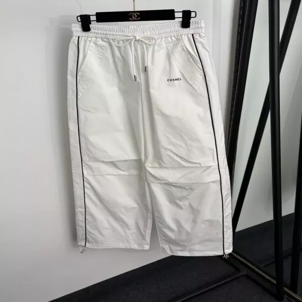 샤넬 로고 레터링 밴딩 스트링 와이드 나일론 팬츠