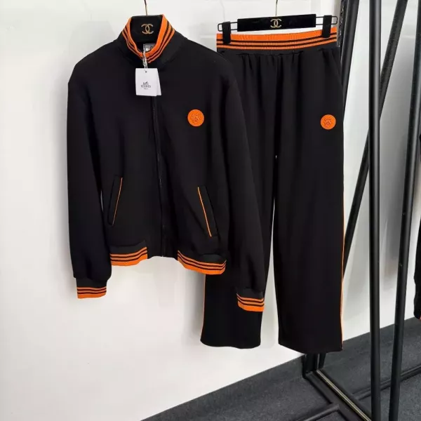 에르메스 마차 패치 하이넥 집업 재킷 밴딩 팬츠 세트