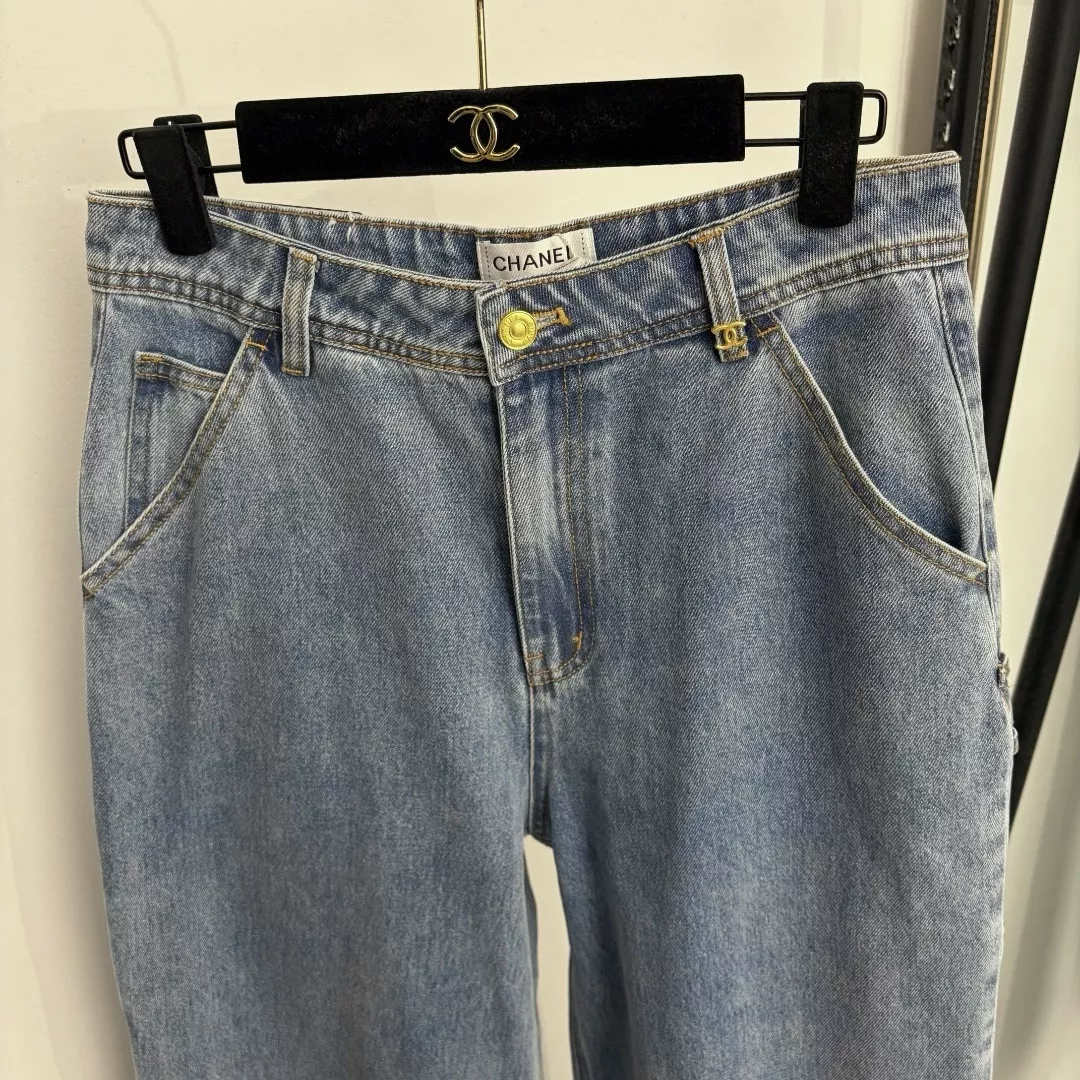 샤넬 사이드 더블씨 장식 포켓 로고 자수 데님 팬츠 상세 이미지 2