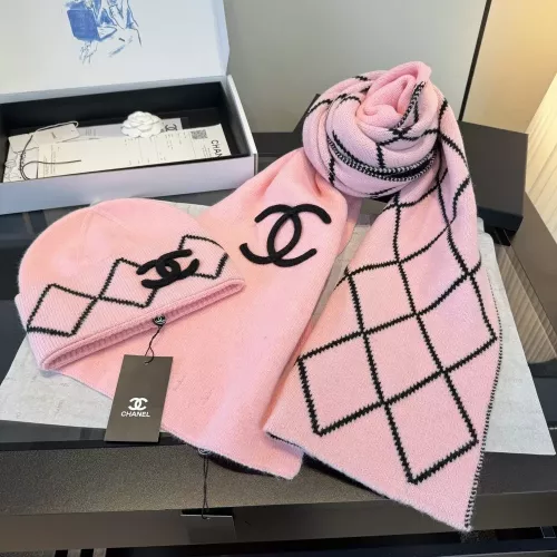 샤넬 로고 니트 머플러 모자 세트