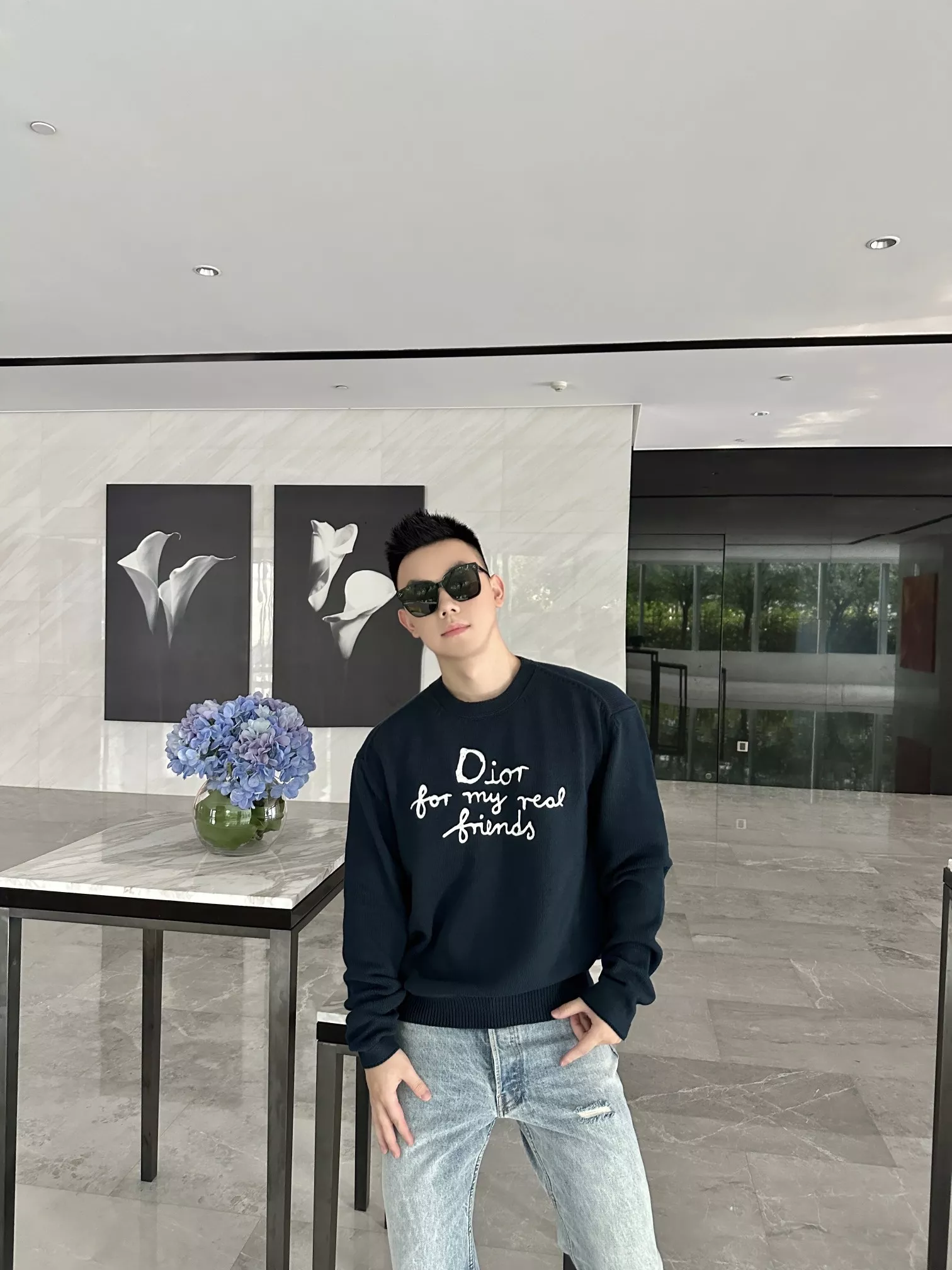 디올 자수 레터링 긴소매 니트 상세 이미지 19