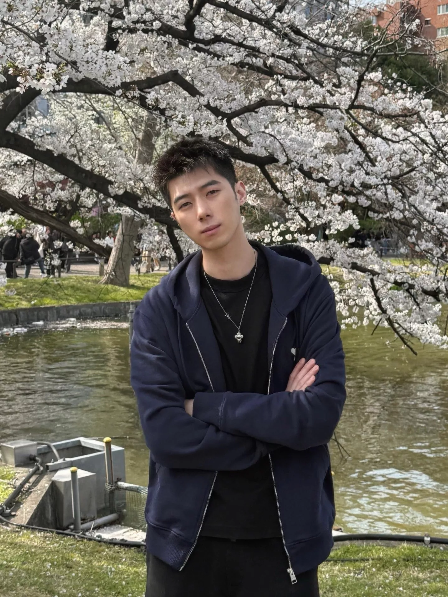 아미 배색 하트 자수 지퍼 후드 재킷 상세 이미지 18
