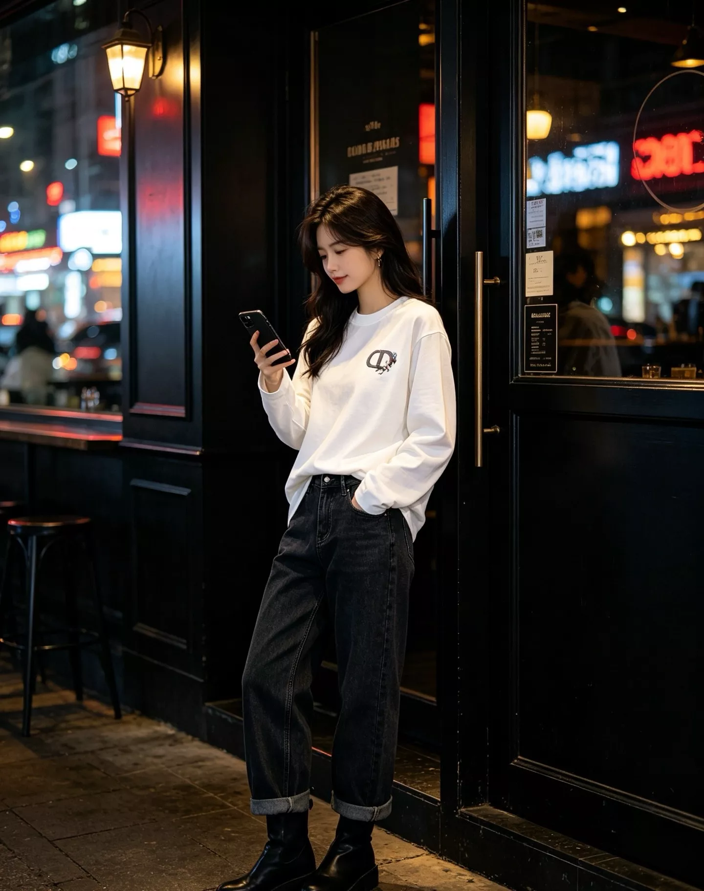 디올 CD 레터링 플라워 자수 긴소매 티셔츠 상세 이미지 16
