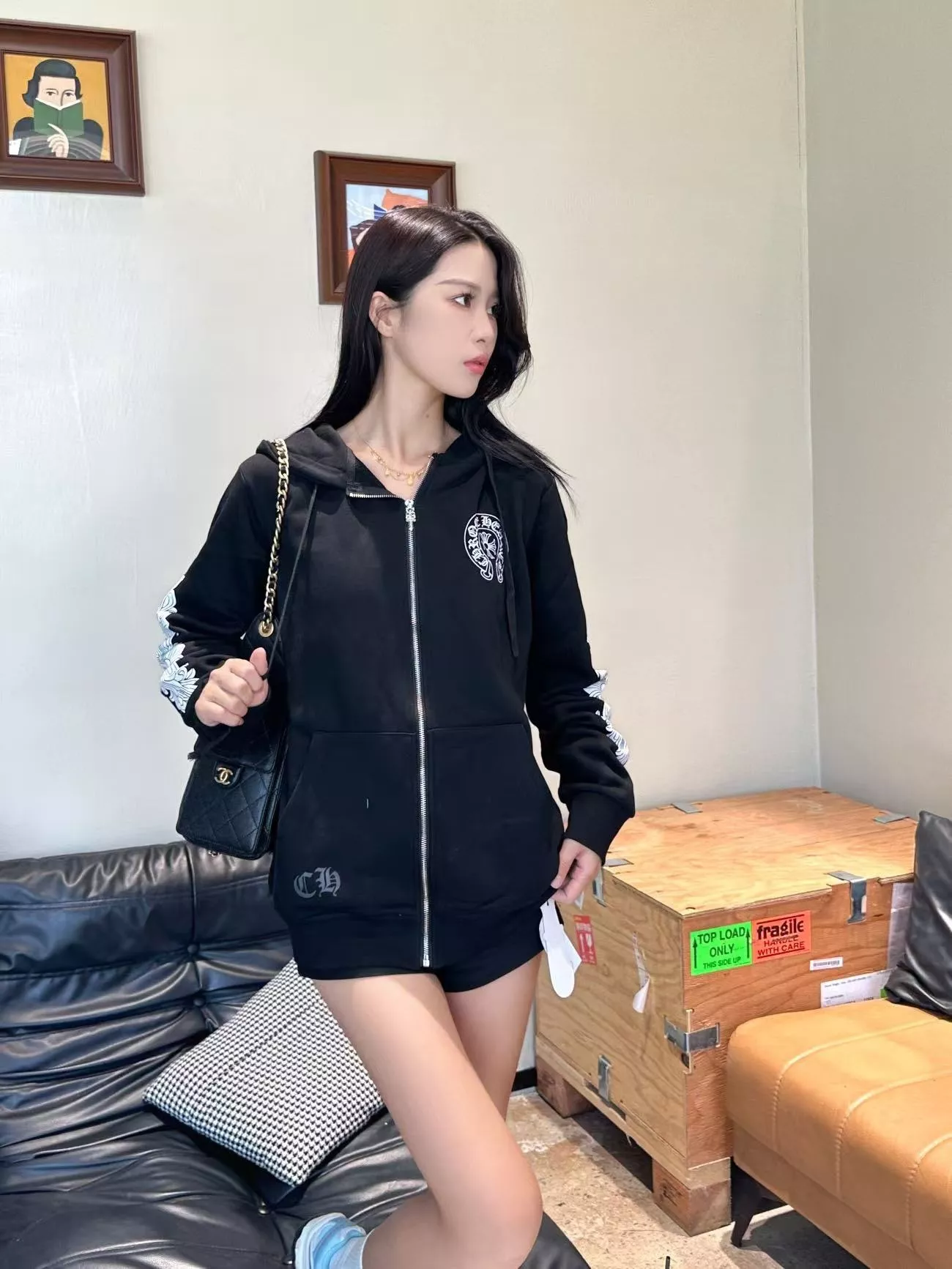 크롬하츠 긴소매 프린트 후드 집업 재킷 상세 이미지 16