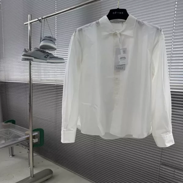 더로우 순면 솔리드 스퀘어넥 긴소매 셔츠