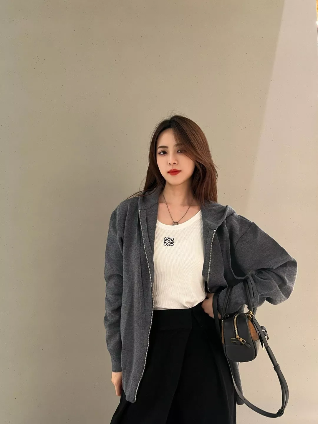 로에베 아나그램 엠보싱 자수 집업 후드 티셔츠 상세 이미지 15
