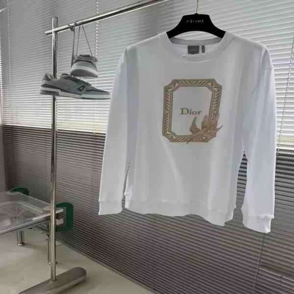 디올 메달리온 자수 루프백 맨투맨 티셔츠