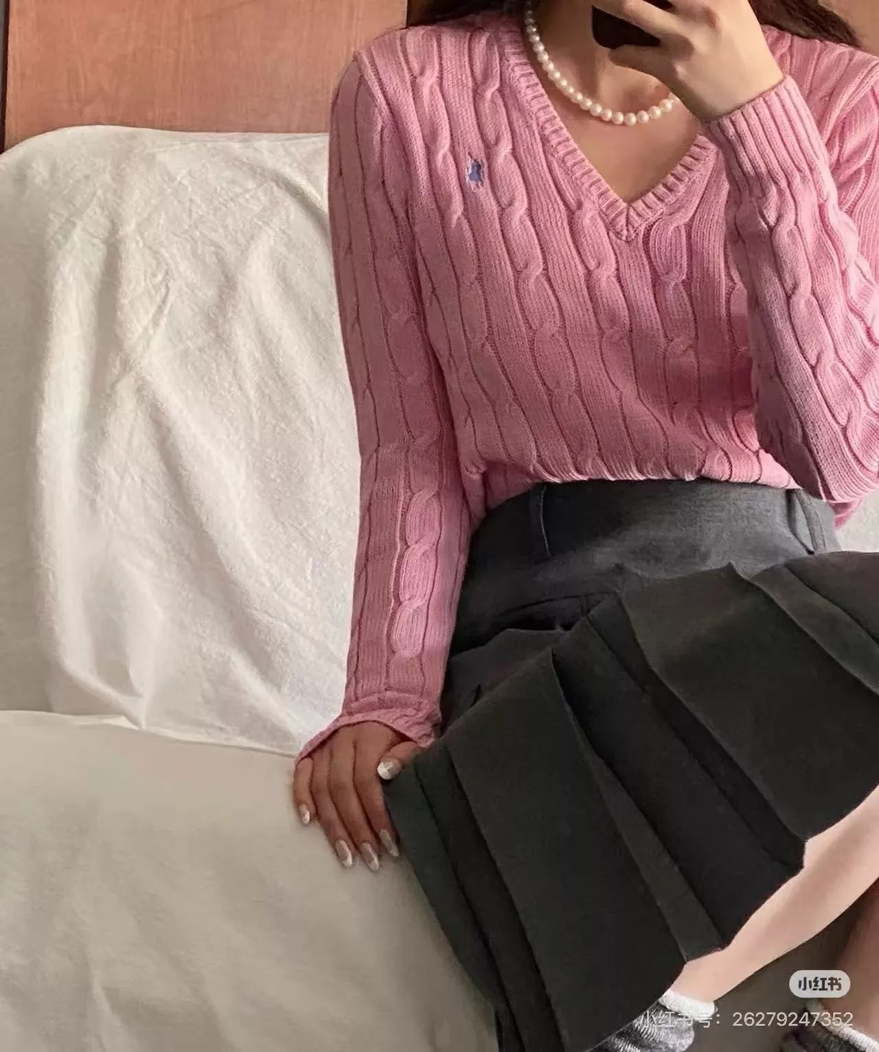 랄프로렌 케이블 짜임 브이넥 긴소매 니트 상세 이미지 15