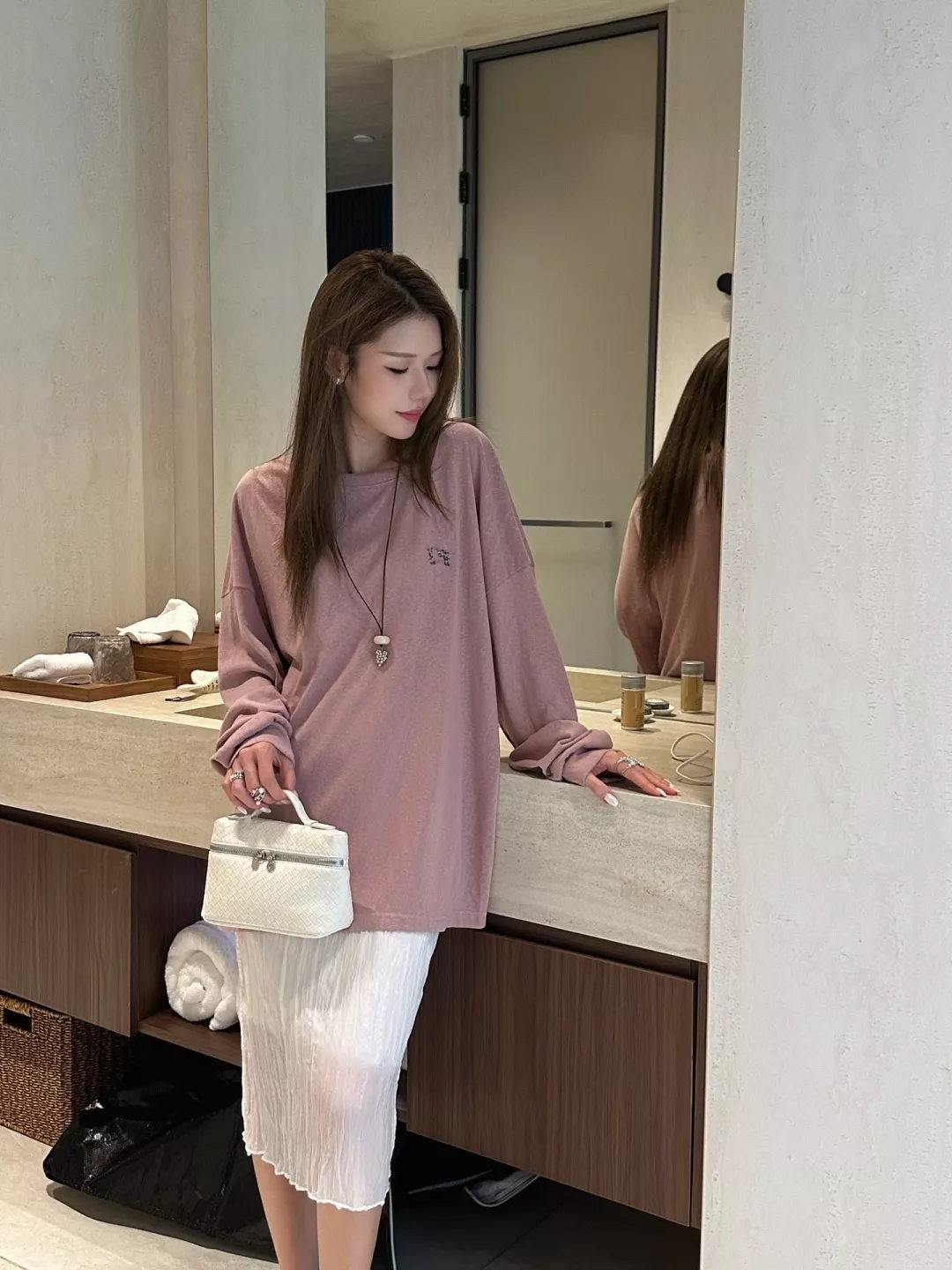 버버리 눈꽃 텍스처 면혼방 롱슬리브 티셔츠 상세 이미지 19