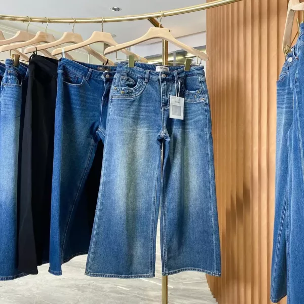 샤넬 산뜻 워시드 와이드 데님 팬츠