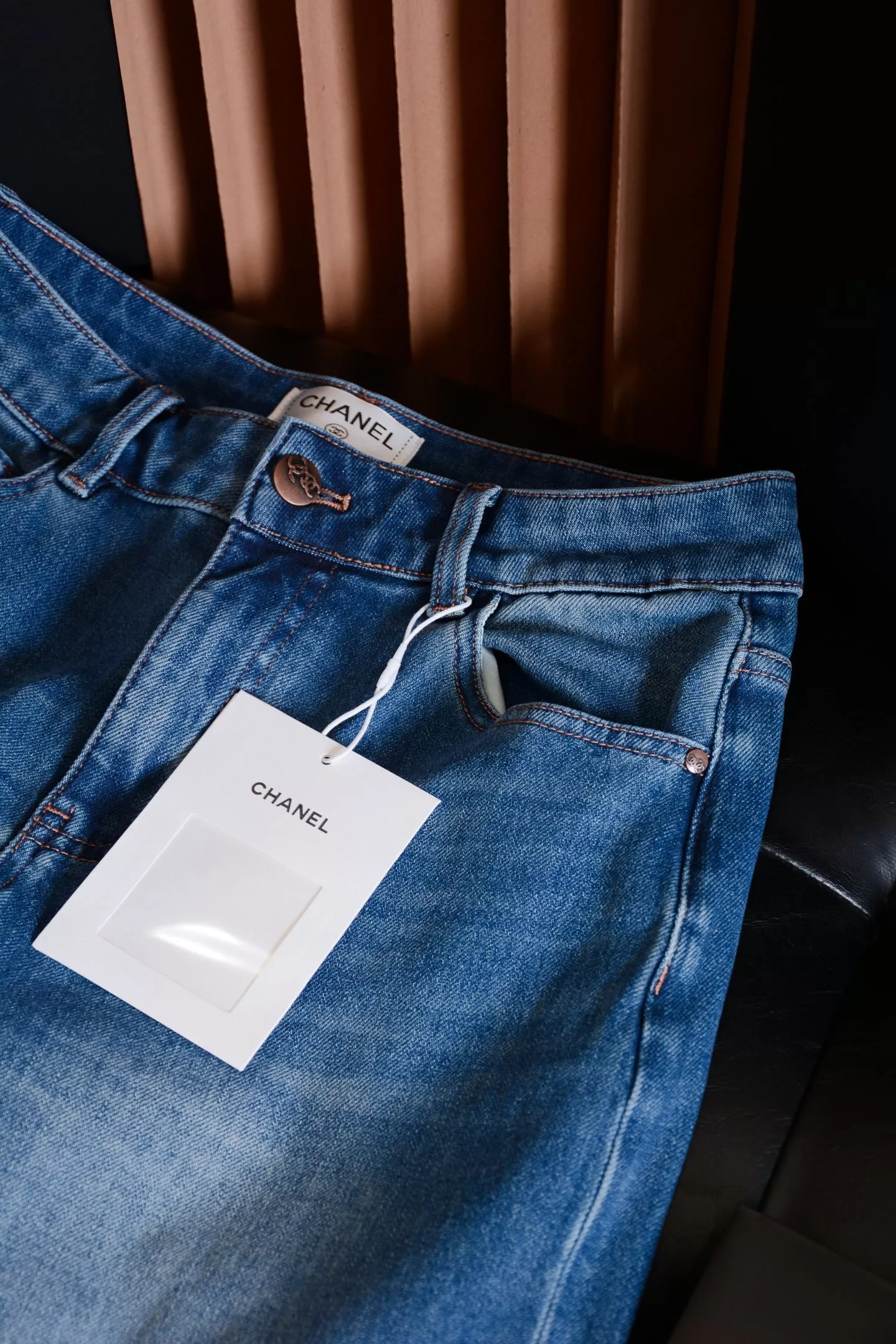 샤넬 플라워 자수 워싱 데님 팬츠 상세 이미지 14